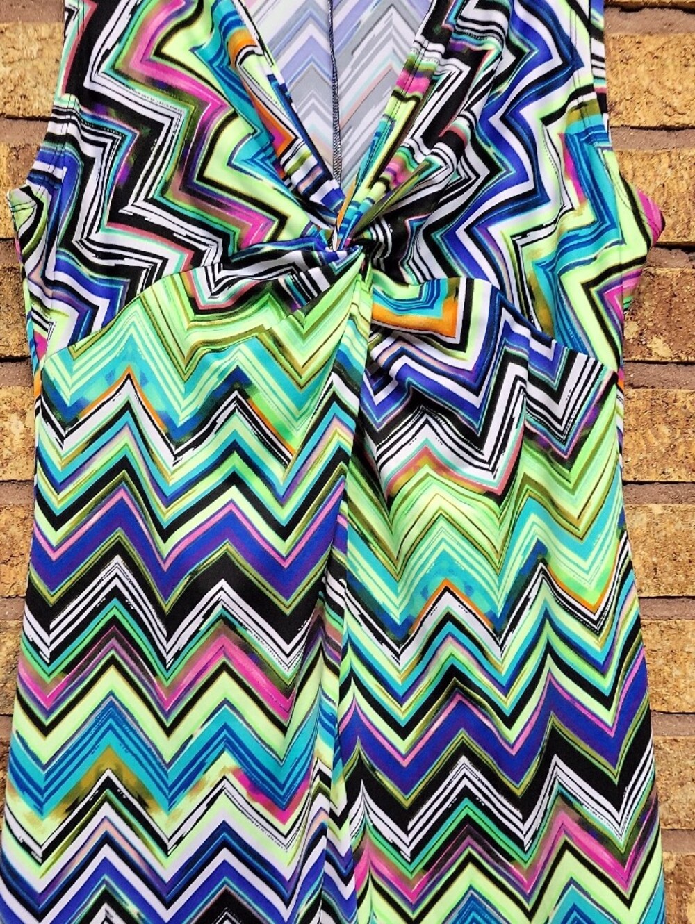 Notations Chevron Print Sleeveless Shift Dress Multicolor Zig Zag Stretch Size L - Picture 6 of 10
